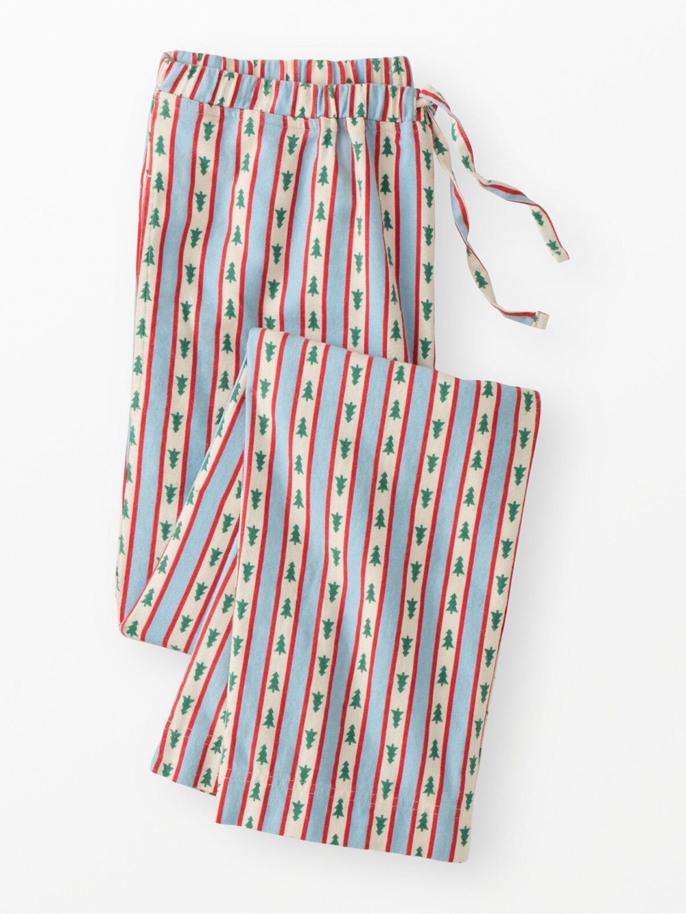 Hanna Andersson Adult Holiday Flannel Pajama Pants | Tree Ribbons Blue | Medium